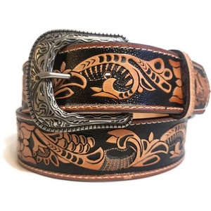 Vente en gros de ceinture d'outillage en cuir occidental pleine fleur gaufré à la main pour hommes et femmes - Product Image 2