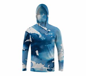 Sudadera con Capucha para Pesca, Manga Larga, Estampado por Sublimación, Protección UPF 50 Anti-UV, Unisex para Adultos, Diseño de Acuarela Azul - Product Image 2