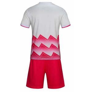 Ensemble de maillots de football pour hommes en gros, blanc et rouge, avec impression du nom du joueur, manches courtes, col rond, évacuation de l'humidité, service OEM, devant - Product Image 3