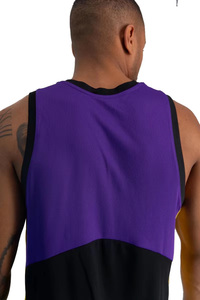 Maillot de basket sans manches pour homme, coloris violet, noir et jaune, respirant, pour adultes, toutes saisons - Product Image 4