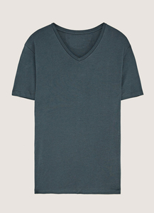 Camiseta Moderna con Cuello en V para Hombre, Corte Ajustado, Manga Corta, Jersey Sólido, Antiencogimiento, Spandex/Algodón, Estampado Plastisol, Estilo Casual Elegante - Product Image 1