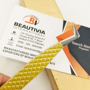 Pinzas rusas para extensión de cejas con volumen, etiqueta privada personalizada, recubrimiento en polvo dorado de acero inoxidable, puntiagudo sostenible - Product Image 5