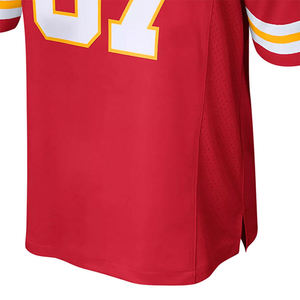 Maillot de football américain imprimé à manches courtes, 100 % polyester, antibactérien, de haute qualité, fabriqué sur mesure en usine - Product Image 2