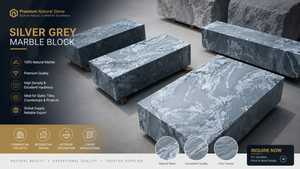 Dalle de granit gris argenté naturel, bloc de marbre, pierre de comptoir sur mesure pour cuisine, hôtel, villa - Product Image 2