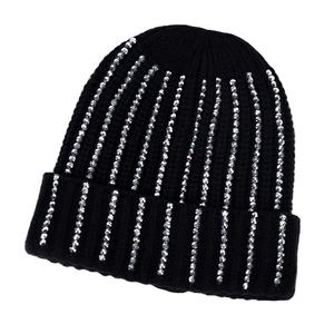 Wholesale Custom Rhinestone Knit Beanie for Women Sparkly Winter Hat with <b>Chain</b> Decoration Fashion Bling Beanie Low MOQ Supplier - Product Image 5