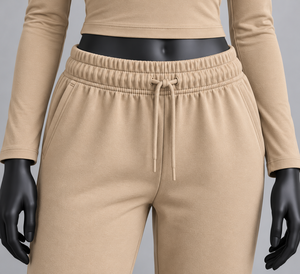 Ensemble de détente 2 pièces beige pour femme : haut à manches longues col rond et pantalon de jogging - Product Image 6
