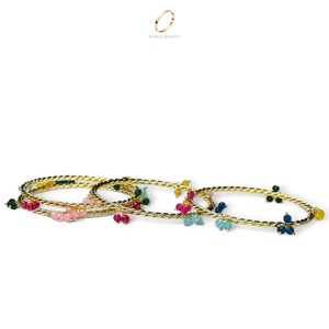 Élégantes Bracelets Ghungroo Torsadés Cachemiri, Ornements Floraux Colorés en Cristal Jhumki pour Femmes, Idéaux pour les Fêtes et Cérémonies, Vente en Gros - Product Image 3