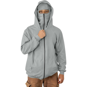 High Street Plain Dyed <b>Men's</b> Full <b>Face</b> Hoodies <b>Masked</b> Zip Fleece Balaclava Hoodie Custom Double Hat 100% Cotton Winter Use - Product Image 1
