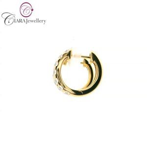 BOUCLE D'OREILLE HUGGIE EN OR BLANC/JAUNE 18K DE STYLE CLASSIQUE DE LUXE - Product Image 2