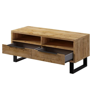 Meuble TV moderne de luxe en bois massif de style nordique avec tiroirs de rangement et étagères ouvertes pour salon, chambre et maison de campagne - Product Image 3