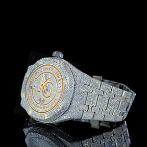 Montre de luxe à cadran rond en acier inoxydable avec lunette en moissanite mécanique et verre saphir - Cadeau unisexe moderne et élégant - Product Image 1