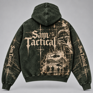 Sweat-shirt à capuche tactique pour homme Sam, coupe oversize, en coton French Terry, avec poche imprimée, style décontracté automne, prix de gros, personnalisation OEM - Product Image 6