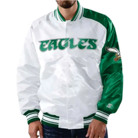 Vestes universitaires réversibles chauffantes et respirantes personnalisables en satin brodé Eagle Philadelphia pour l'hiver, unisexes