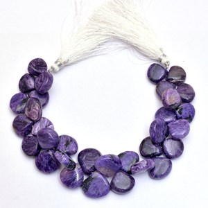 Cuentas de Charoita de 13mm-15mm, Cuentas de Corazón Lisas, Cuentas de Charoita Natural Púrpura, Cuentas de Piedras Preciosas Semipreciosas para la Fabricación de Joyas - Product Image 2