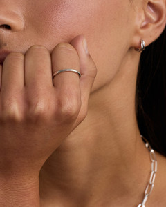 Bague en argent sterling 925, bande unie classique, lisse et incurvée, pour femme - Product Image 2