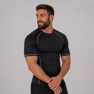 Premium MMA & BJJ <b>Compression</b> Rash Guard Short Sleeve MMA Rash Guard Sublimation Performance Wear <b>Men's</b> BJJ Rash Guard - Product Image 1