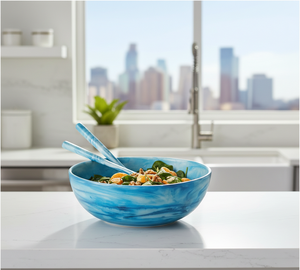 CRAFTS HUB Bol de service classique en résine polie, fait main, écologique, compatible lave-vaisselle - Product Image 4