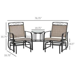 Sedia a dondolo a 2 posti con tavolino da caffè per esterni, per patio, veranda, giardino, in tessuto traspirante - Product Image 3