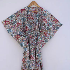 Vestido Kaftán Informal de Verano con Estampado Floral Tropical, sin Mangas, de Algodón, para Mujer, Ropa de Playa, Estilo Asia Pacífico - Product Image 1