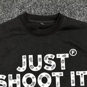 T-shirt à manches courtes pour homme Just Shoot It, noir, col rond, coupe classique, jersey de coton, design imprimé lettres, décontracté - Product Image 2