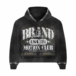 Ensembles deux pièces de haute qualité en coton délavé à l'acide (80 % coton, 20 % polyester) : sweat à capuche et short en jean pour hommes - Product Image 2