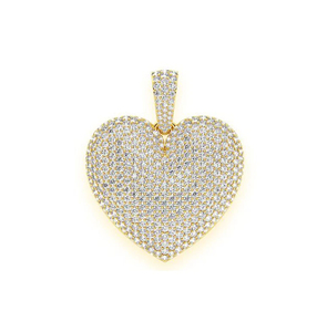 SHRAMAN JEWELS 925 <b>Silver</b> Gold Plated Romantic Heart Shape Round Brilliant Cut Diamond Custom Length Unisex Pendant <b>Necklace</b> - Product Image 1