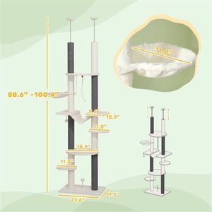 Lussuoso Tiragraffi Grande per Gatti in Legno Massello, Moderno e di Stile Contemporaneo, con Cuccia Interna per Gatti, Ideale per Arrampicarsi e Giocare - Product Image 2