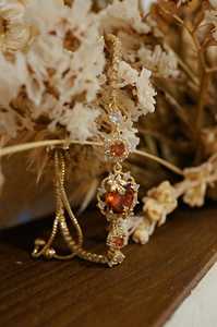 Conjunto de Joyería con Colgante Ovalado de Rubí Dorado, Aretes y Brazalete de Rubí, Plata de Ley 925, Chapado en Oro de 14K, Regalo de Aniversario - Product Image 4