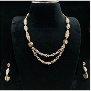 Juego de Joyería Clásico de Lujo en Oro Sólido de 22K con Collar y Aretes con Cuentas Huecas de Filigrana para Mujer, para Bodas y Fiestas - Product Image 2