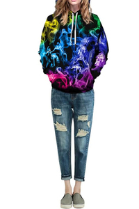Sudadera con Capucha con Estampado de Humo Colorido, Corte Regular, Informal, para Otoño, 100% Poliéster, Tejido Transpirable, Diseño Sublimado - Product Image 2