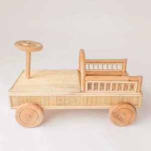 Trending Handmade Rattan Kid <b>Toy</b> Vintage Style Wicker Ride On <b>Car</b> <b>Model</b> Educational Play Wooden Wheels For Infants - Product Image 5