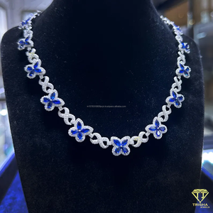 Women 12mm Moissanite Diamond Tennis Jewelry Butterfly <b>Infinity</b> Chain with Iced Prong Handset Hip Hop Style for All Occasions - Product Image 1