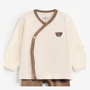 Ensemble 2 pièces unisexe pour bébé, manches longues, en modal et élasthanne, avec boutons-pression, à pieds, nouveau-né, ODM Vietnam - Product Image 3