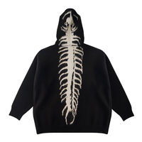 Nouveau Pull à Capuche Tricoté 100% Coton pour Homme 2026 – Motif Squelette Osseux Personnalisé – Qualité Supérieure – Idéal Hiver et Halloween