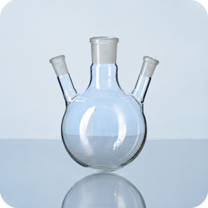 Frasco de Reacción de Vidrio Borosilicato Premium con Fondo Redondo, Cuello Central y Dos Lados Angulados para Síntesis Química de Laboratorio - Product Image 2