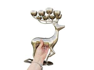 Geometric Iron Tea <b>Light</b> Holder Gold Handmade Eco-friendly Home Decor Deer Candelabra Christmas - Product Image 3