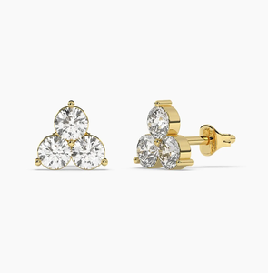 Pendientes de Diamantes Cultivados en Laboratorio, Chapados en Oro de 14K, Acabado Pulido, Estilo Vintage, Certificados por IGI, Joyería Elegante de Diseño para Bodas - Product Image 3