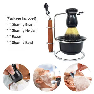 Ensemble de rasage professionnel en acier inoxydable 4-en-1 avec rasoir, brosse, savon et bol - Personnalisable pour un rasage impeccable - Product Image 5