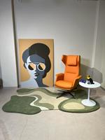 Tapis moderne abstrait tufté à la main, en laine de Nouvelle-Zélande à poils longs, avec envers en latex, anti-chute de poils, anti-taches, motifs personnalisés