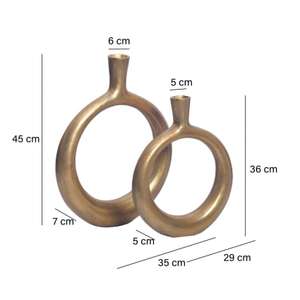 Curated Pick Modern Tabletop <b>Vase</b> <b>Gold</b> Finish Handmade Decorative Planter 39cm and 31cm Height Oval Shape - Product Image 1