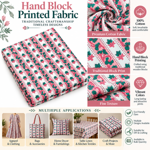 Tissu en coton léger, écologique, absorbant l'humidité, imprimé à la main, motifs floraux traditionnels, vêtements - Product Image 6