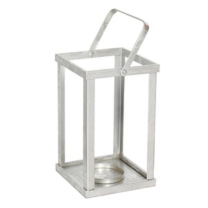 Dynamic Design Rectangle Shape Metal Candle <b>Lantern</b> Centerpiece for Floor Home & Hotel with Shiny <b>Silver</b> Finished for Home - Product Image 1