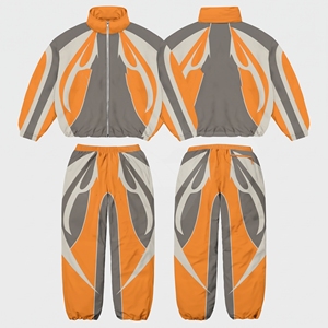 Men's Winter Casual Solid Windproof Sports Trackwear Set Full <b>Zip</b> Jacket <b>Trousers</b> Outdoor Running Training Custom OEM Bulk - Product Image 1