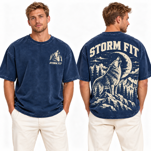 Camiseta Oversize para Hombre Storm Fit, Color Granate, Manga Corta, Cuello Redondo, Algodón Jersey, Transpirable, Lavado Ácido, Estilo Casual Urbano - Product Image 5
