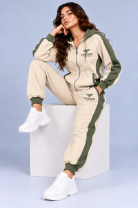Conjunto Deportivo de Dos Piezas para Mujer, Sudadera con Capucha y Cremallera, Pantalones Deportivos con Paneles en Contraste, Ropa Deportiva Urbana - Product Image 4