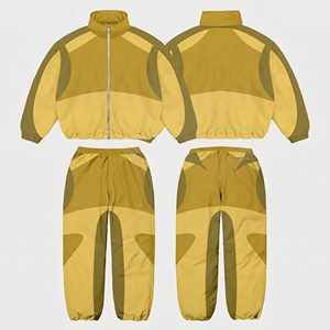 Custom Printed Regular Fit Casual Solid Windbreaker Tracksuit for <b>Men</b>-100% Nylon Two-Piece Jacket and Trouser Set - Product Image 2