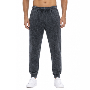 Acid Wash Jogger Trousers <b>Vintage</b> Washed Cotton <b>Pants</b> Custom Loose Fit Streetwear Casual Unisex Wholesale Apparel Clothing - Product Image 1
