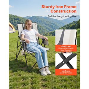 Silla plegable de camping con respaldo alto para exteriores, 3 posiciones reclinables, capacidad de peso de 260 libras, sillas de playa acolchadas completas, silla con reposabrazos - Product Image 3