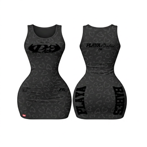 <b>Women's</b> Red Sexy Skinny Fit Sleeveless O-Neck High Waist Letter Print <b>Romper</b> Dress Clubwear Breathable Eco-Friendly Spring - Product Image 6