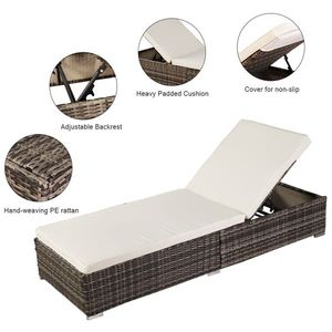 Lettino Prendisole Singolo in Rattan per Esterni, Elegante Sdraio per Relax a Bordo Piscina - Product Image 5